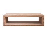 Rustic Beaded Edge Coffee Table 47.6" Rectangular Center Table with Open Storage Shelf, Natural W2729P309447