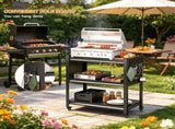 Outdoor Grill Cart Table with Pegboard, Indoor and Outdoor Pizza Oven Table with Lockable 26411499