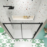 44"-48"W x 72"H sliding shower door, sliding door, with 1/4" tempered glass and Matted Black finish W2122P196344