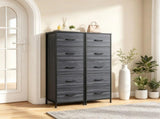 Vertical Fabric Storage Dresser, Tall Narrow Storage Tower with Large Capacity Drawers, Sturdy Metal 75487294