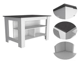 Rockaway 3-Shelf Kitchen Island White and Onix B06280050