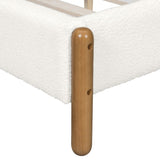 King Size Bed Frame with Boucle Upholstered Thick Headboard, Solid Wooden Legs, White N757P256984K