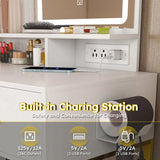 Makeup Vanity with LED Lights&3 Color and Power Outlet Makeup Vanity Table with 5 Drawers with W509P293822