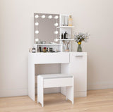 ZNTS Makeup Vanity Table Set with Drawer and Storage Cabinet, Dressing Table with Vanity Cushioned Stool W132081780