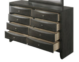 1Pc Contemporary 8 Drawer Dresser Gray Finish Solid Wood Wooden Bedroom Furniture B011P216695