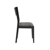 Set of 2 Padded Leatherette Dining Chairs in Black and Gray Finish B016P156572