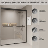 56-60 in. W x 72 in. H Double Sliding Shower Door, Semi-frameless Bypass Bathroom Sliding Door with W1573P239432