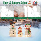 3-Piece Lighted Snowman Family Decor - 95 Warm-White LEDs, MetalFabric, 30.5"/25.5"/20.5" Sizes 64158309