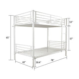 Iron Bed Bunk Bed with Ladder for Kids Twin Size White 35435386