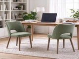 Tool-Free Assembly Dining Chairs Set, Upholstered Kitchen Chairs with Rubberwood Legs, Green 25907836