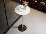 Rock slab circular tabletop non adjustable bar table, bar table with silver legs W2920P443468