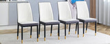 4 Dining Chair Set, White Grey Dining Chair Set, High Back Seat in PU Material and Sturdy Black W1512P355795