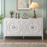 TREXM Retro Sideboard door with Circular Groove Design Round Metal Door Handle for Entrance, Dinning WF307723AAK