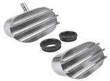 Finned Oval Polished Aluminum Valve Cover Breather & PCV Valve Combo for 1-1/4" Hole 20479164