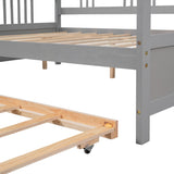 Full Size Daybed Wood Bed with Twin Size Trundle,Gray WF295131AAE