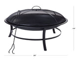 26 in Round Iron Wood-Burning Outdoor Fire Pit, Black 60904169