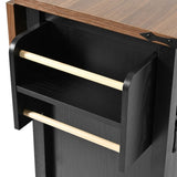 K&K 53.7" Farmhouse Kitchen Island Power Outlet, 2 Sliding Barn Door Kitchen Storage Island N707P170347B