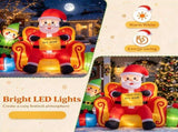 7.2 FT Inflatable Christmas Sitting Santa on Sofa with Elf & Gift Boxes, Built-in LED Lights Blow Up 20780674