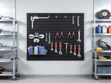 Easy-to-Install Slat Wall Paneling, 4 x 4 ft PVC Garage Slatwall, Black Modular Adjustable Panel 59400716