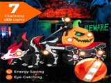 9 Feet Halloween Inflatable LED Lighted Carriage with Pumpkin and Skeleton Dragon 37738258