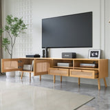Boho TV Stand for TVs up to 85'' , Modern Farmhouse Media Console, Entertainment Center with Solid N710P222882P