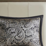 5 Piece Jacquard Bedspread Set with Throw Pillows Black King B03597642