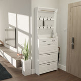 NEW White color shoe cabinet with 3 doors 2 drawers with hanger,large space for storage W1320137989
