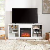 ZNTS TV Stand Electric Fireplace TV Stand Glass Shelves, 3D Fireplace TV Stand LED Lights Wood 56937921