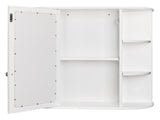 3-tier Single Door Mirror Indoor Bathroom Wall Mounted Cabinet Shelf White 48311781