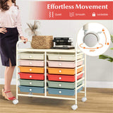 12-Drawer Rolling Storage Cart - 2-Row 10-Storey, Multicolor Drawers, 4 Wheels , White 85327613
