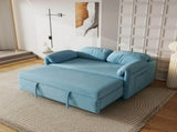 Sofa Showcase 54" Velvet Blue Sofa Bed A Dual-Purpose Living Room Gem with a Retractable Bed W3371P302132