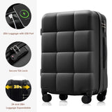 Luggage Sets 4 Piece, 20-inch with USB Port, Expandable ABS Durable Suitcase with Travel Bag, Cup N726P185038A