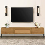 Boho TV Stand for TVs up to 80'' , Modern Farmhouse Media Console, Entertainment Center with Metal N710P206387Q