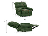 Green Recliner Chair, Overstuffed Armchair, Manual Recliner, Living Room Seating, Reading Chair, 09840246