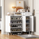 ON-TREND Elegant Shoe Cabinet with Arched Doors and Drawer, Cream Style Storage Sideboard with WF321210AAK