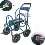 ZNTS Garden Hose Reel Cart - 4 Wheels Portable Garden Hose Reel Cart with Storage Basket Rust Resistant W227126838