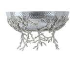 14.2x14.2x10.8" Silver Decorative Aluminum Bowl with Twig Stand W2078P489710