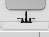 2-Handle 4-Inch Matte Black Bathroom Faucet, Bathroom Vanity Sink Faucets with Pop-up Drain and 29840335