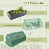 ZNTS 8x4x2ft Galvanized Raised Garden Bed with Cover Metal Planter Box Kit, w/ 2 Large Screen Windows W1212P145266