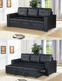 ZNTS Sectional Sofa Pull out Bed Living Room Couch Black Faux Leather Tufted Convertible Sofa HS00F6530-ID-AHD