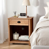 Oak color P2 density board solid wood veneer frame 56*45*65cm one drawer with lower compartment 69514266