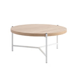 36.5" Round Coffee Table with White Metal Legs, Weathered White & White B107131307