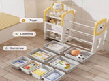 Kids Bookshelf and Toy Storage, 4-Tier Toy Organizer with 8 Removable Storage Bins, Kids 77805375