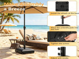 Black Fillable Umbrella Base Wheels & Brakes, HeavyDuty Water/Sand Filled Patio Umbrella Stand 91599856