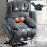 23" Seat Width and High Back Large Size Beige Chenille Power Lift Recliner Chair with 8-Point W1803P263643