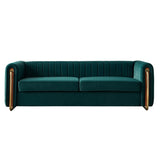 Contemporary Velvet Sofa Couch 84.25''W for Living Room, Green W57946169