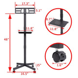 ZNTS Mobile TV Stand on Wheels, Height Adjustable Tilt Rolling TV Stand with Media Shelf for 23-60 inch 45696785