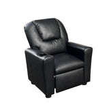 ZNTS Marisa 22" Black PU Leather Kids Recliner Chair with Cupholder B061110700