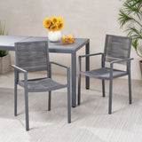 Outdoor Modern Aluminum Dining Chair with Rope Seat , Gray and Dark Gray 70660.00DGRY