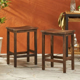 Outdoor Acacia Wood Counter Height Barstool, Set of 2, Mahogany Brown Finish N772P248351T